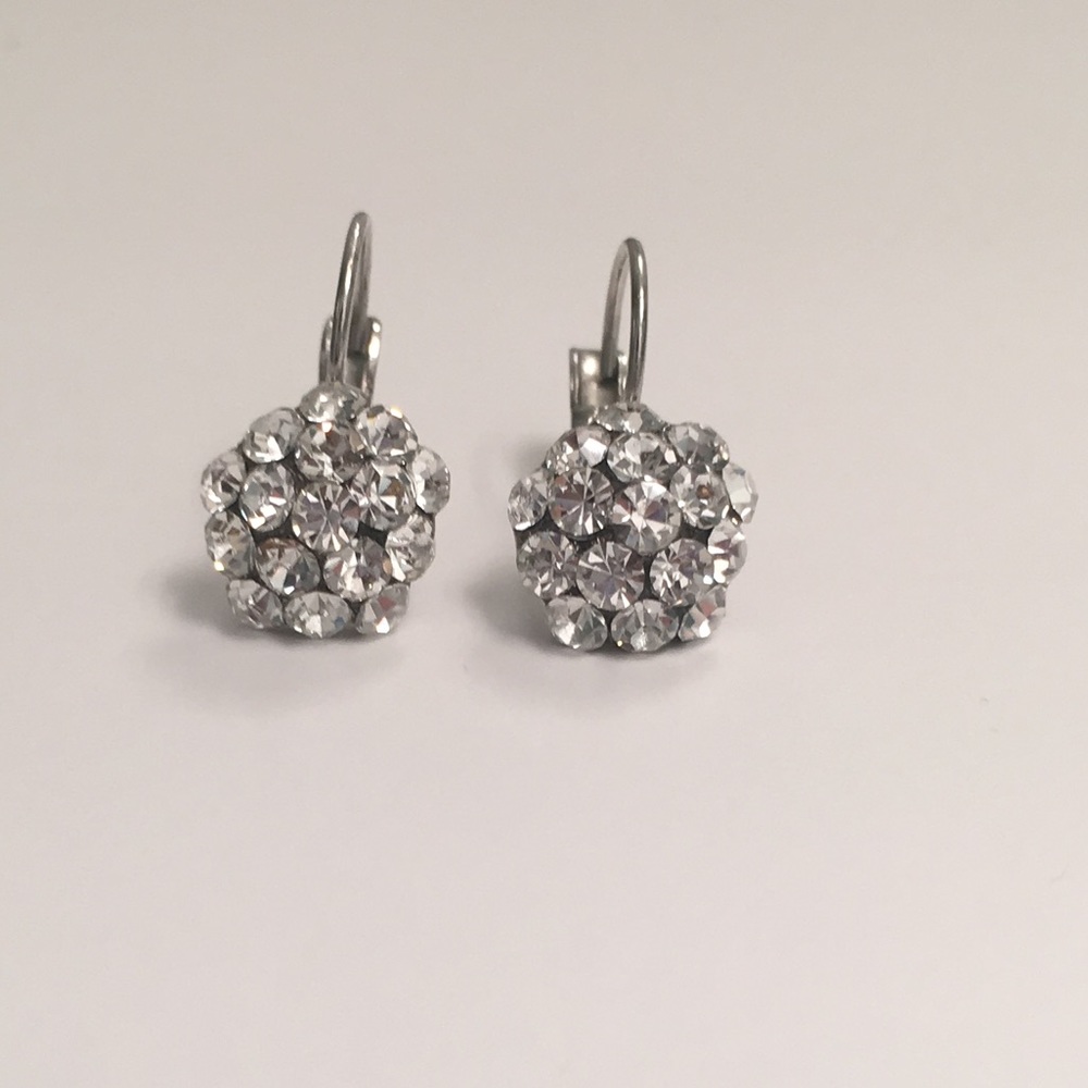Silver Flower Drop Earrings